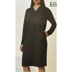 Mondetta Women's Collared Long Sleeve Dress, Black, Size L. BO
